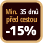 Při objednání minimálně 35 dnů před zahájením pobytu získáte slevu 15% z celé ceny ubytování.
