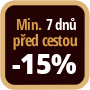 Při objednání minimálně 7 dnů před zahájením pobytu získáte slevu 15% z celé ceny ubytování.
