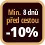 Při objednání minimálně 8 dnů před zahájením pobytu získáte slevu 10% z celé ceny ubytování.